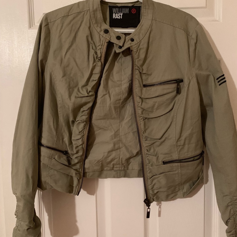 Cute army style crop jacket! Grey green . Adorable